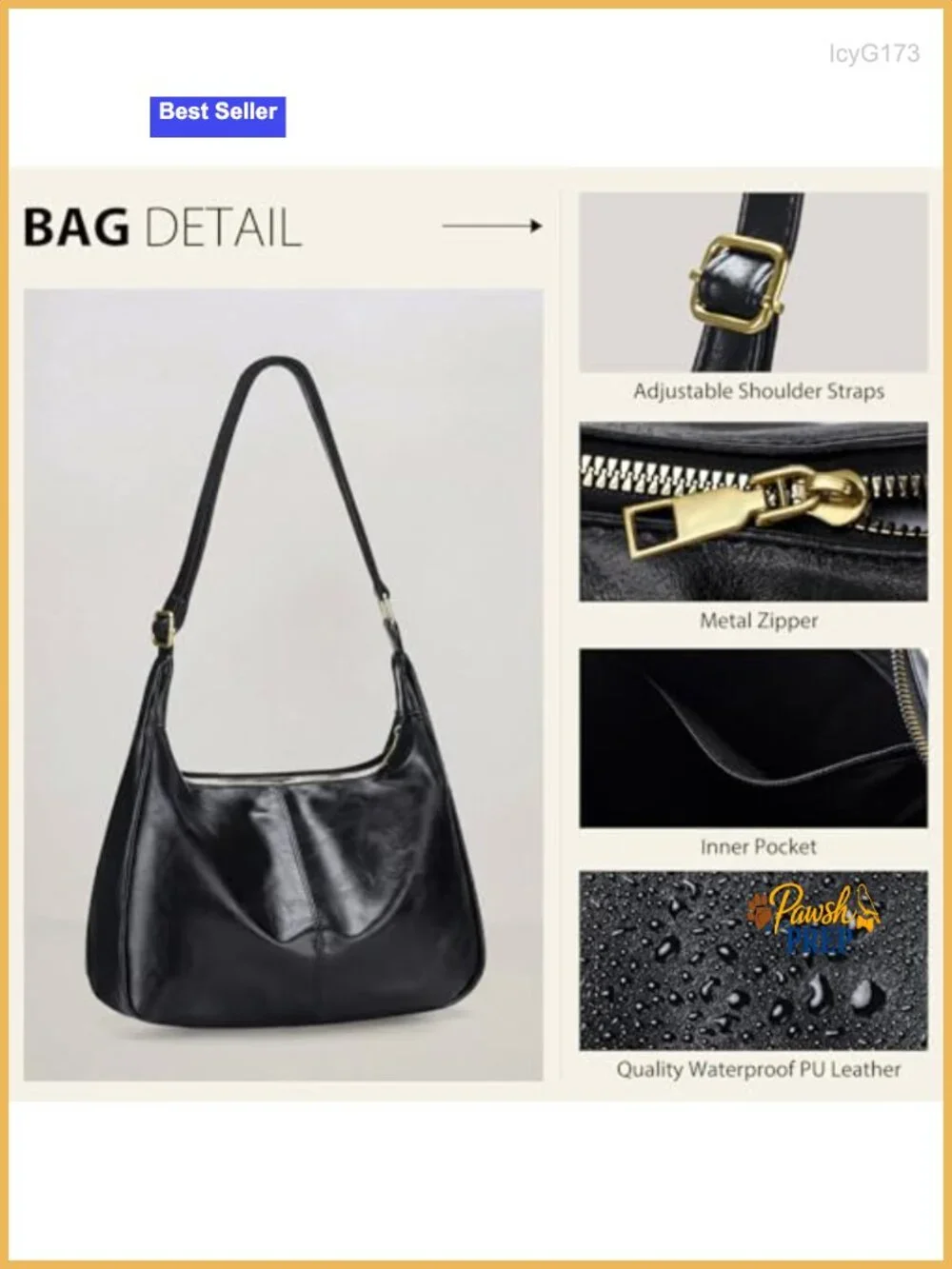 Slouchy Hobo Bag for Women Soft PU Leather Shoulder Handbag Adjustable Strap